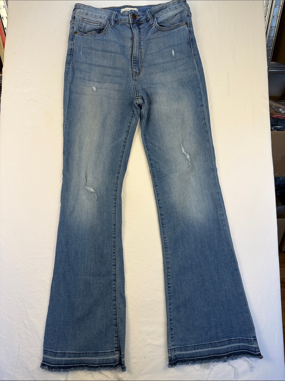 Harper Heritage Light Blue Distressed Flare Jeans - Classic Wide Leg Sz 29